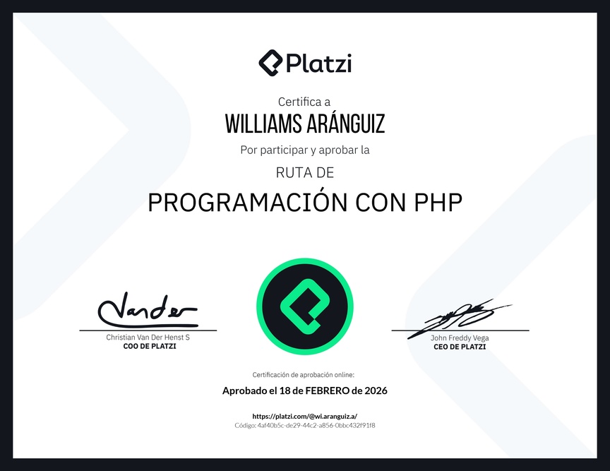 Diploma de la Ruta de Aprendizaje de Programación con PHP