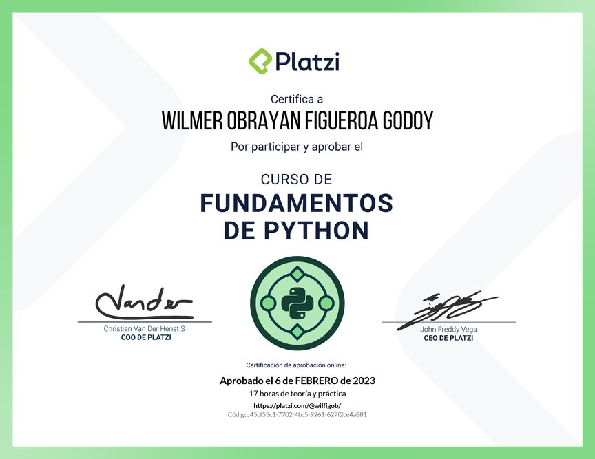 Diploma del Curso de Fundamentos de Python