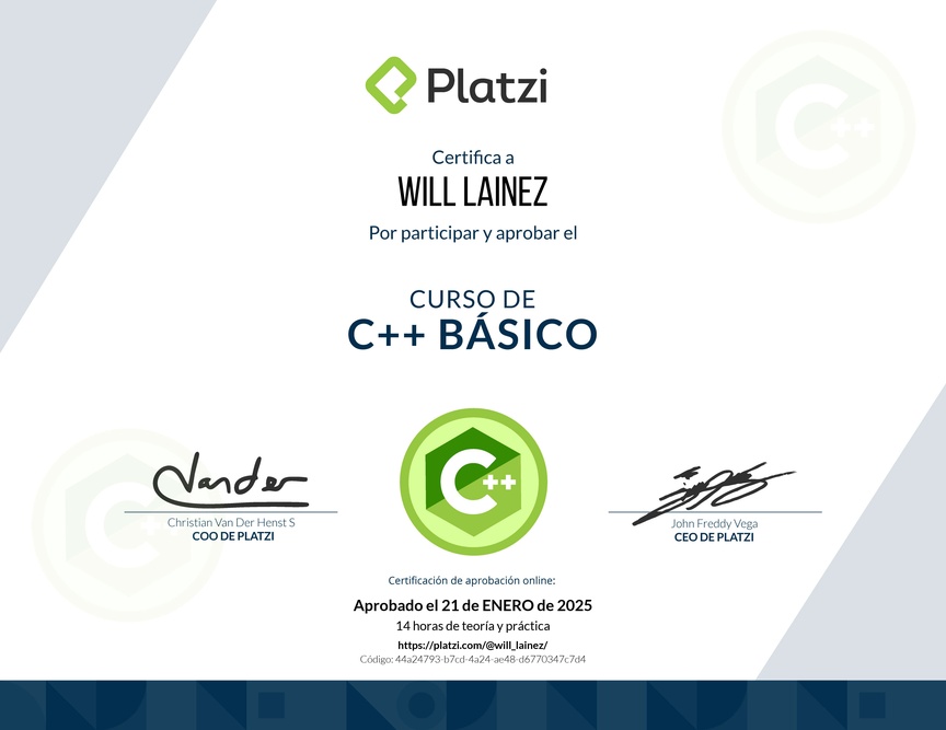 Diploma del Curso de C++ Básico