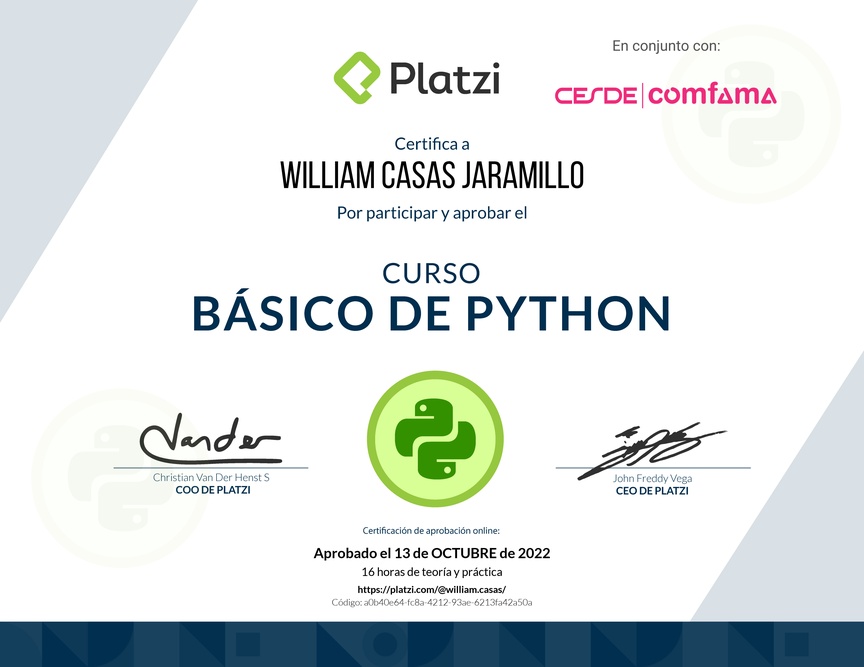 Diploma del Curso Básico de Python