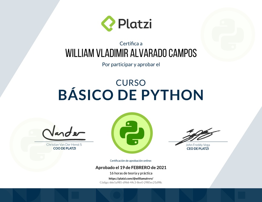 Diploma del Curso Básico de Python