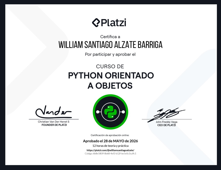 Diploma del Curso de Python Orientado a Objetos