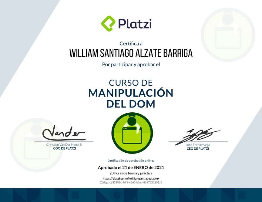 Diploma del Curso de Manipulación del DOM