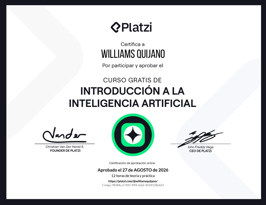Diploma del Curso Gratis de Introducción a la Inteligencia Artificial