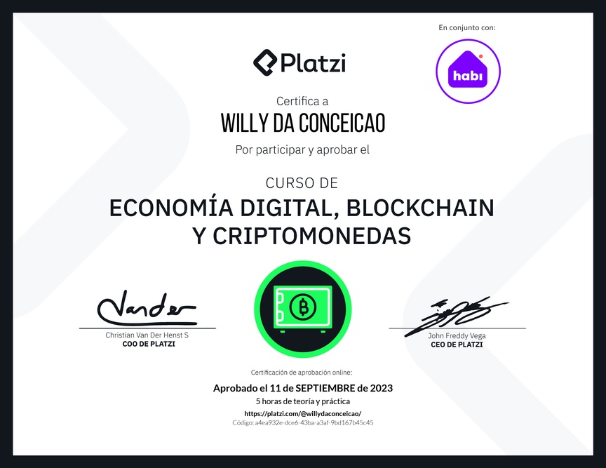 Diploma del Curso de Economía Digital: Bitcoin y criptomonedas
