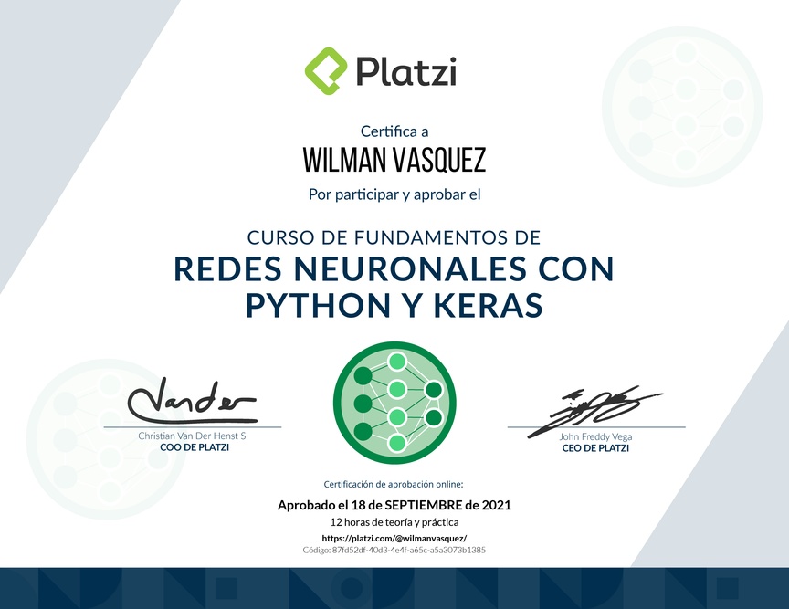 Wilma Python Perfil de @wilmanvasquez en Platzi | Diploma del Curso de Fundamentos ...