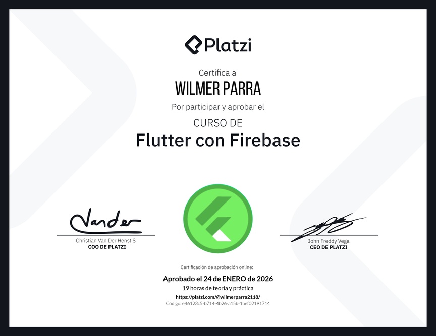 Diploma del Curso de Flutter con Firebase