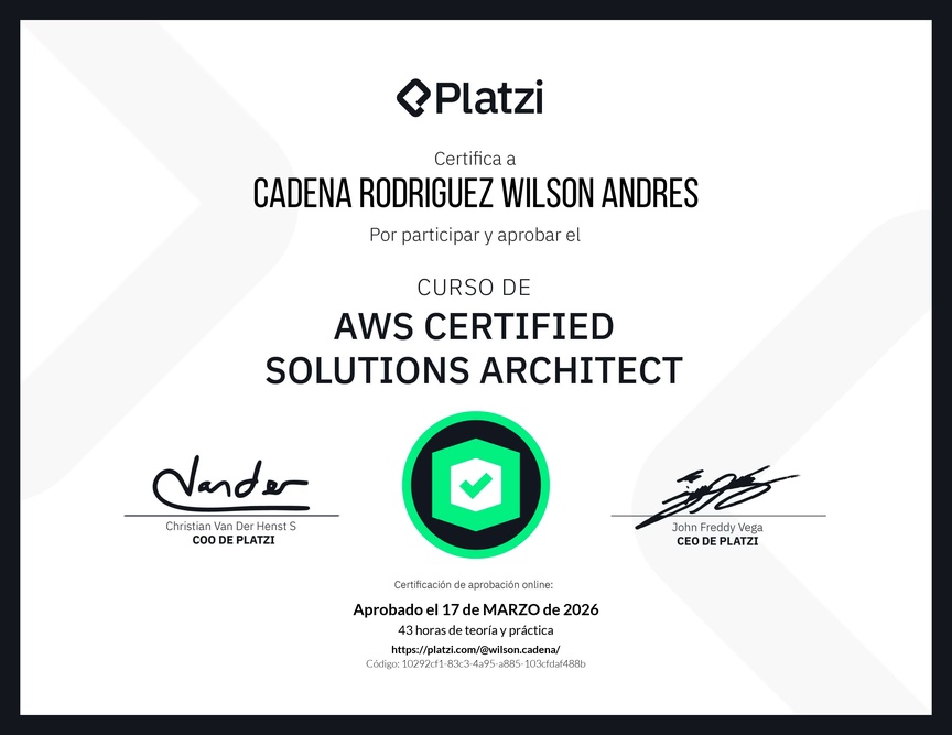 Diploma del Curso de AWS Certified Solutions Architect Associate
