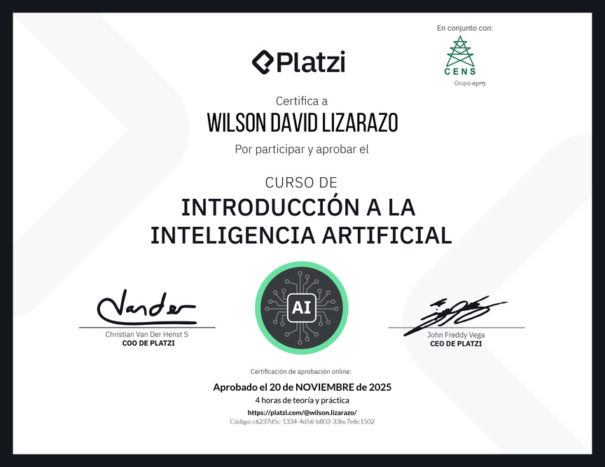 Diploma del Curso Gratis de Introducción a la Inteligencia Artificial