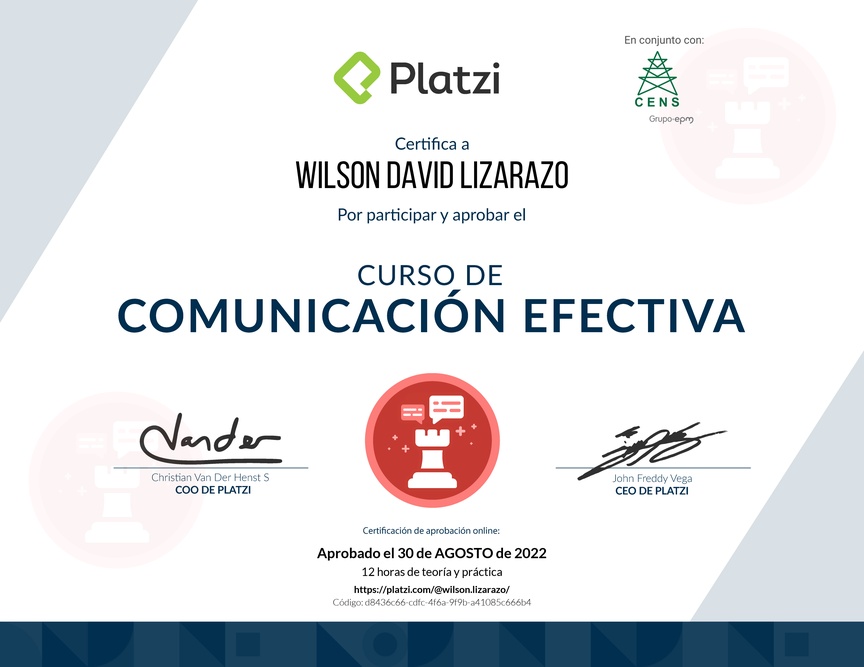 Diploma de Audiocurso de Comunicación Efectiva