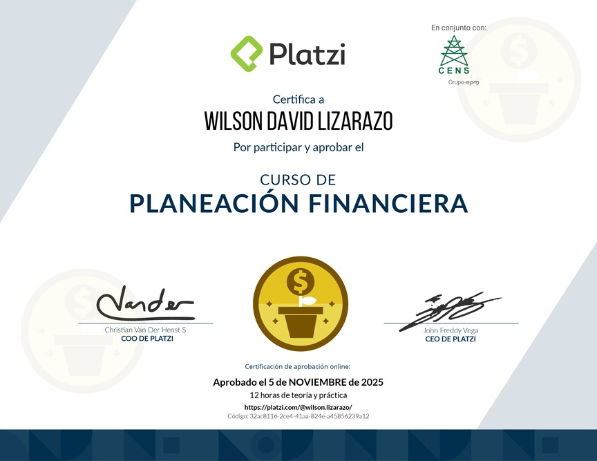 Diploma del Curso de Planeación Financiera