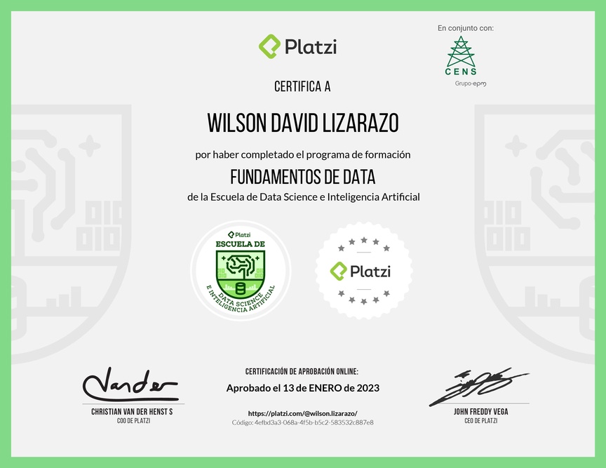 Diploma de la Ruta de Aprendizaje de Fundamentos de Data e Inteligencia Artificial