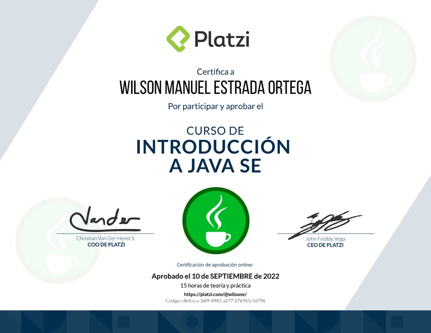 Diploma del Curso de Introducción a Java