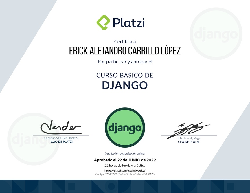 Diploma del Curso Básico de Django