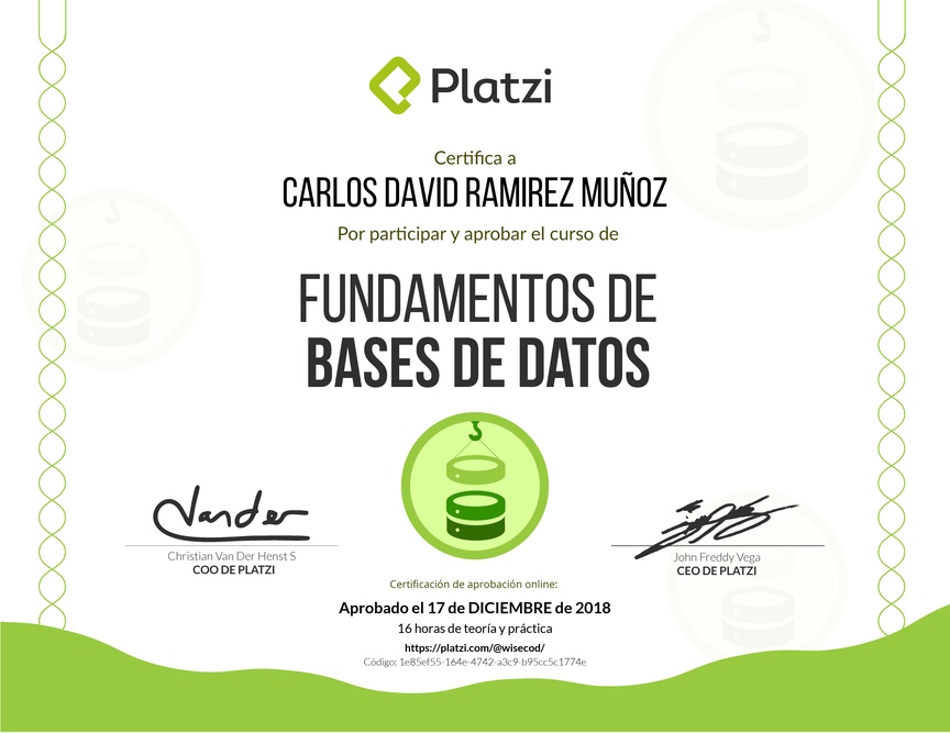 Diploma de Fundamentos de Bases de Datos 2017