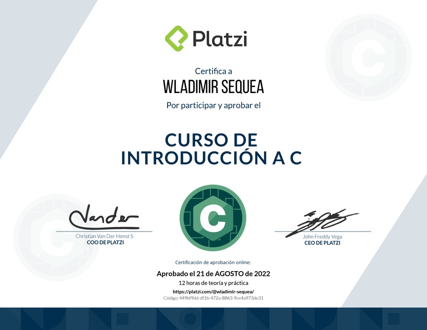 Diploma del Curso de Introducción a C