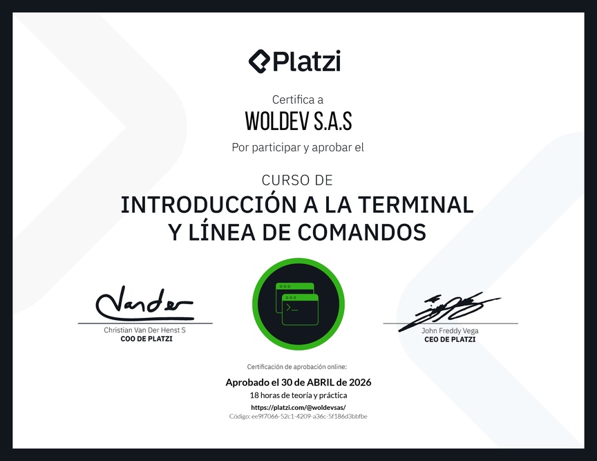 Diploma del Curso de Introducción a la Terminal y Línea de Comandos