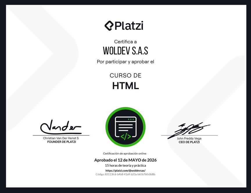 Diploma del Curso de HTML