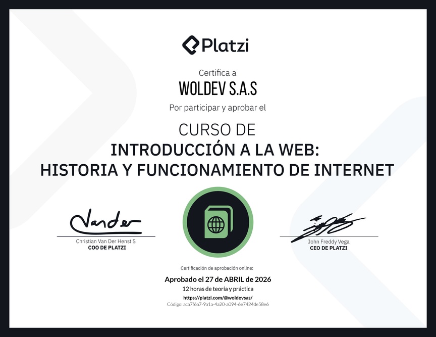 Diploma del Curso de Introducción a la Web: Historia y Funcionamiento de Internet