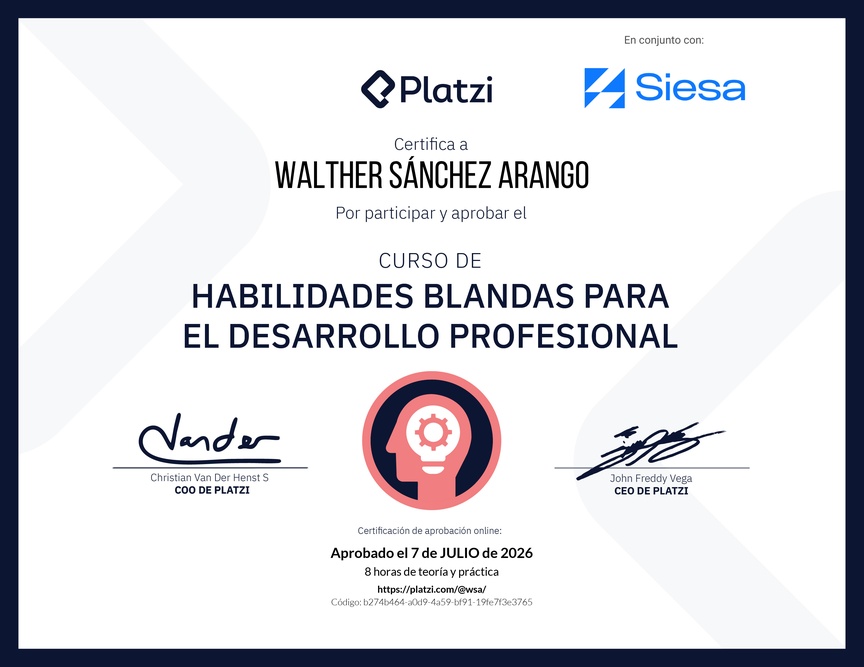 Diploma del Curso de Habilidades Blandas para el Desarrollo Profesional