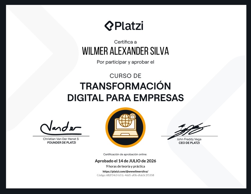 Diploma del Curso de Transformación Digital para Empresas