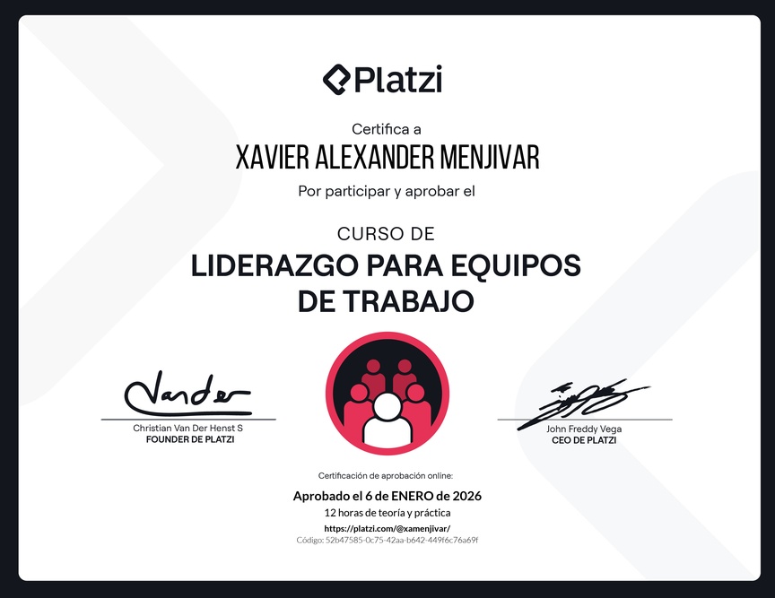 Diploma del Curso de Liderazgo para Equipos de Trabajo