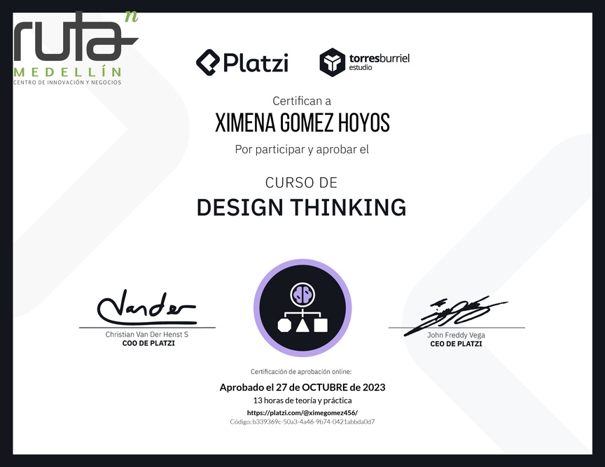 Diploma del Curso de Design Thinking