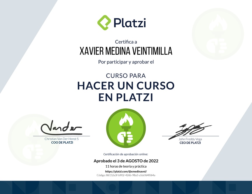 Diploma del Curso para Crear un Curso en Platzi (2021)