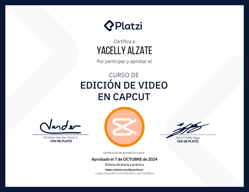Diploma del Curso de Edición de Video con Capcut