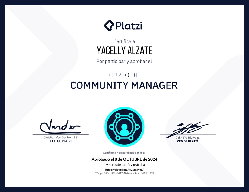 Diploma del Curso de Community Manager (2023)