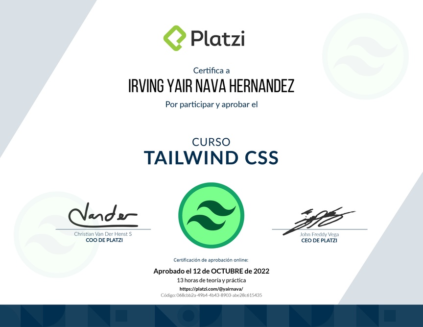 Diploma del Curso de Tailwind CSS 1