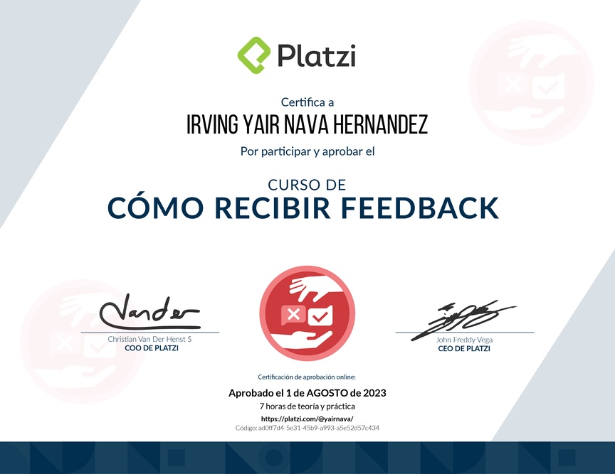 Diploma de Audiocurso de Cómo Recibir Feedback