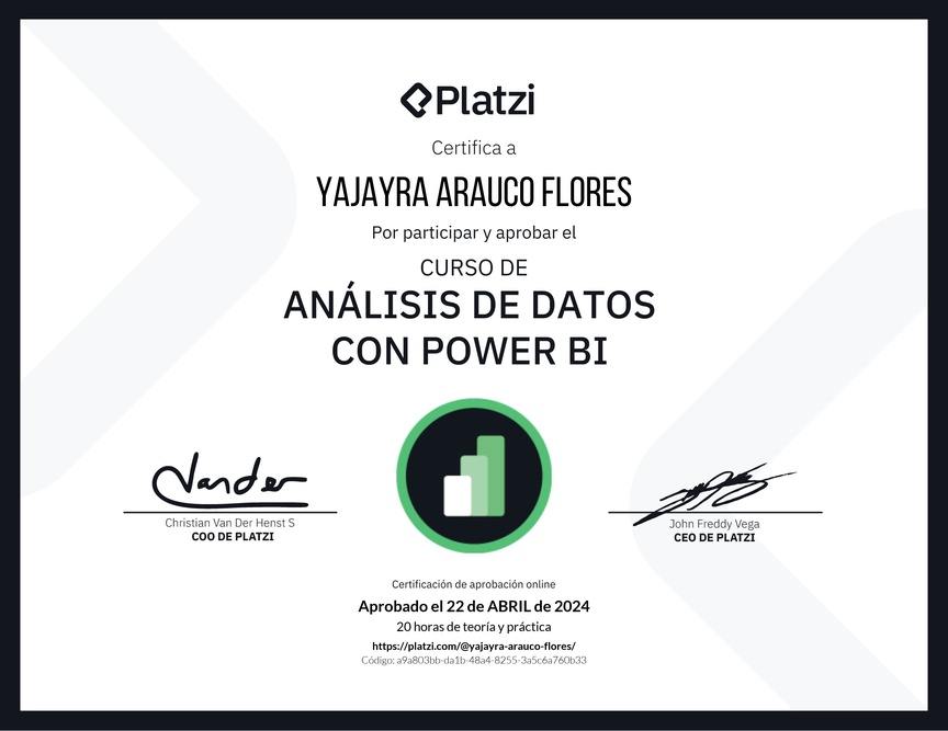 Diploma del Curso de Análisis de Datos con Power BI