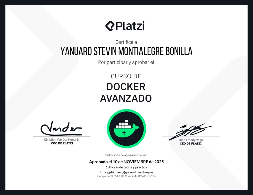 Diploma del Curso de Docker Avanzado