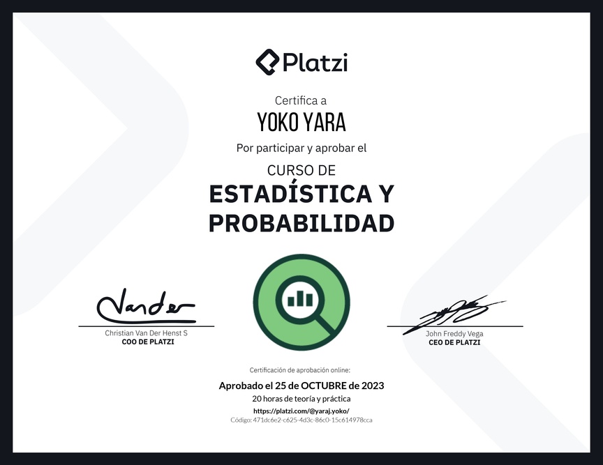 Diploma del Curso de Estadística y Probabilidad
