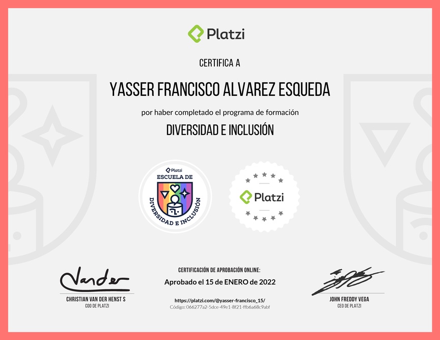 Diploma de la Ruta de Aprendizaje de Diversidad e Inclusión