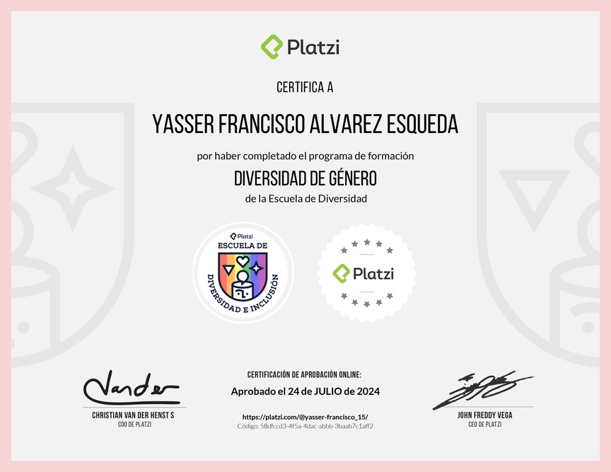 Diploma de la Ruta de Aprendizaje de Diversidad de género