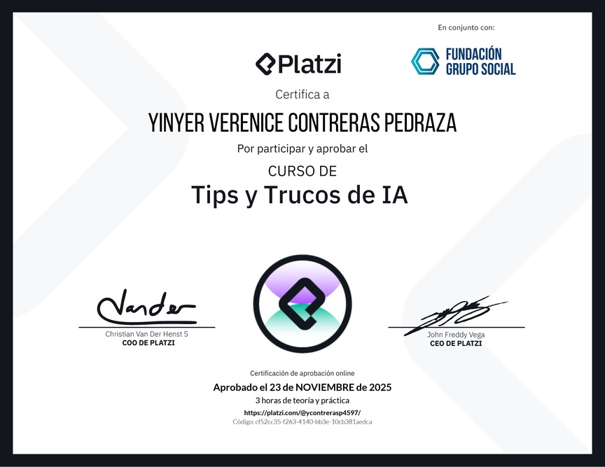 Diploma del Curso de tips y trucos de IA