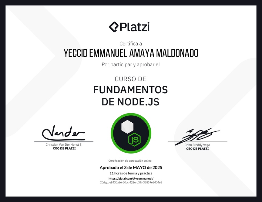 Diploma del Curso de Fundamentos de Node.js