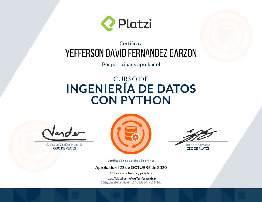 Diploma del Curso de Ingeniería de Datos con Python