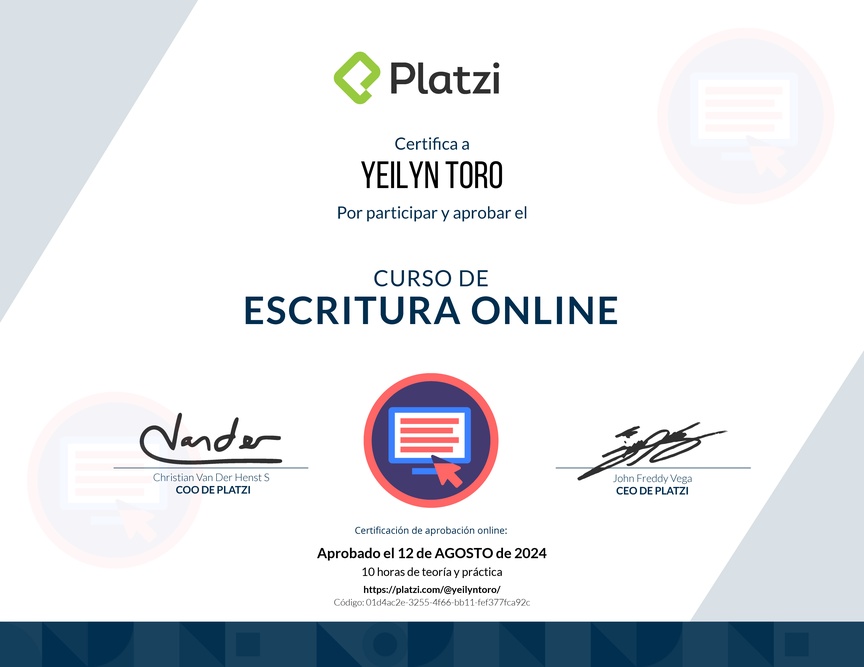 Diploma del Curso de Escritura Online