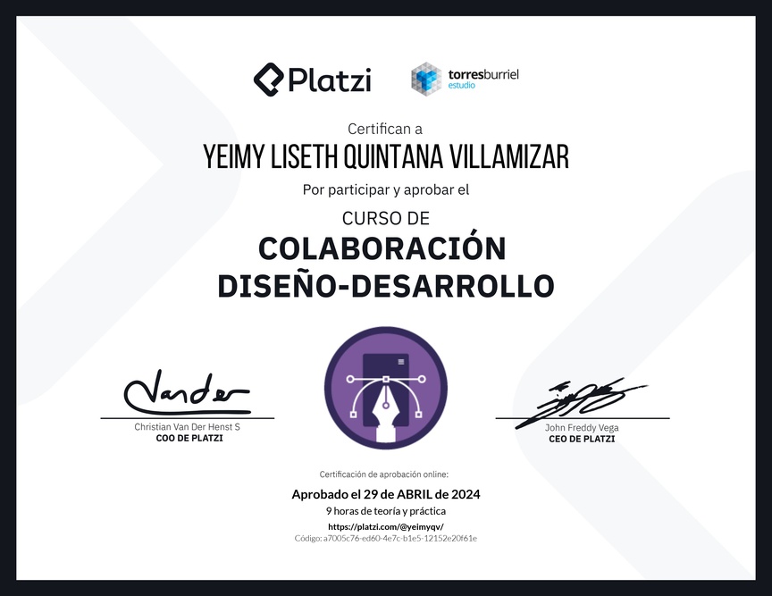 Diploma del Curso de Colaboración Diseño-Desarrollo