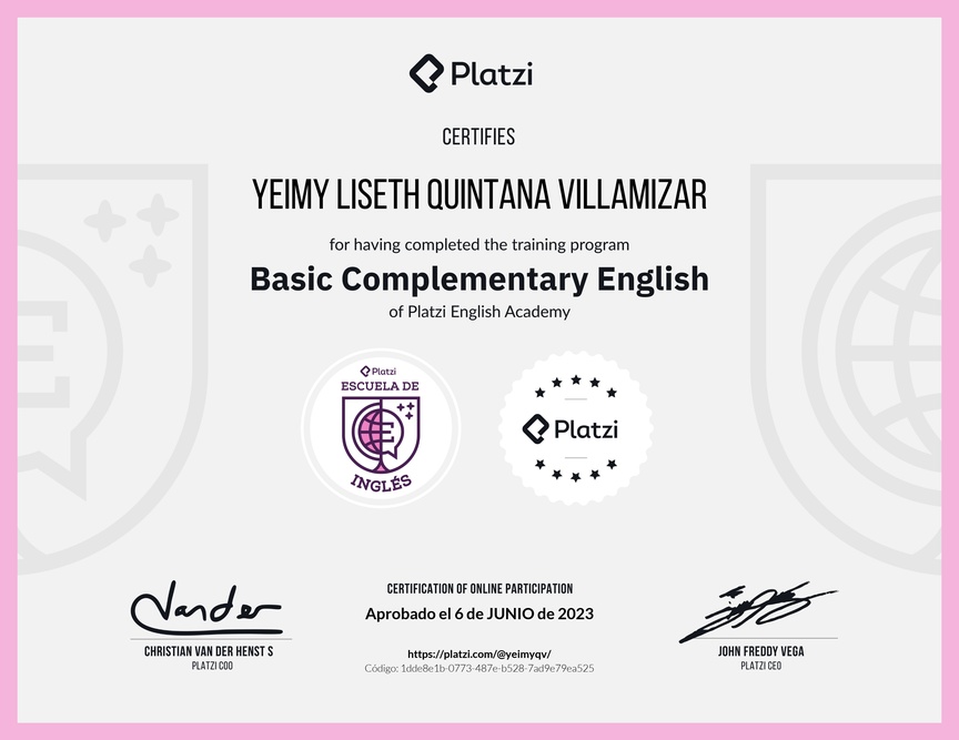 Diploma de la Ruta de Aprendizaje de Inglés Básico Complementario - Deprecated