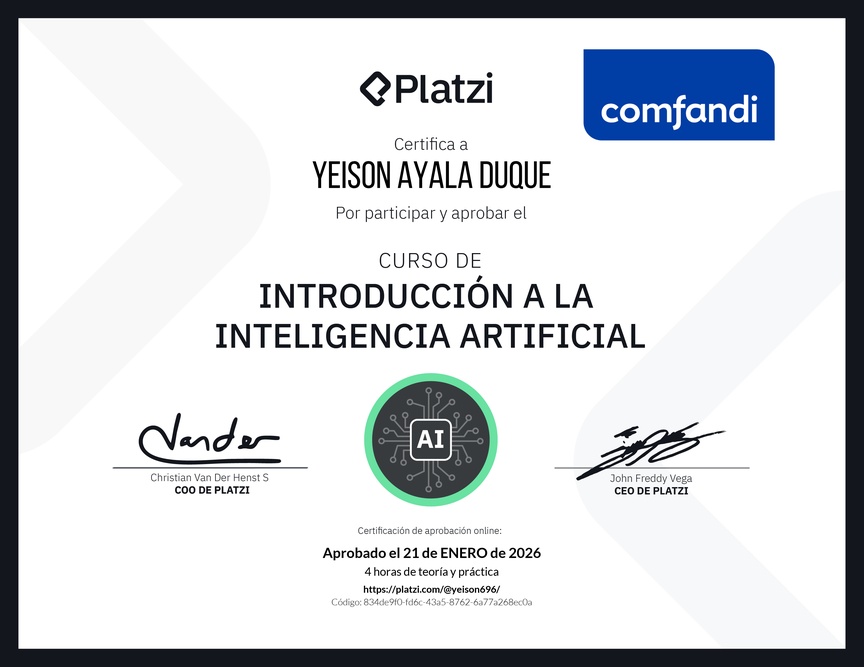 Diploma del Curso Gratis de Introducción a la Inteligencia Artificial