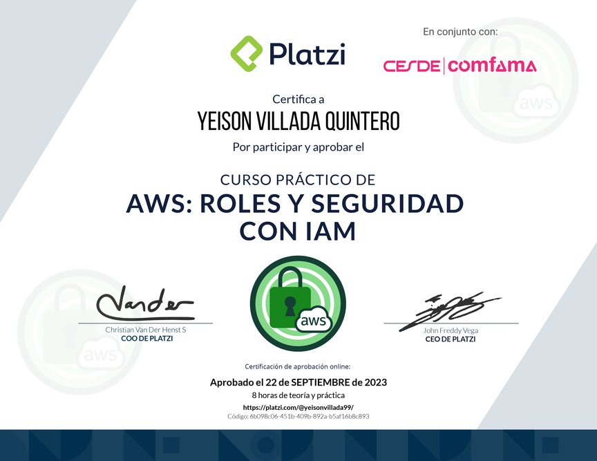 Diploma del Curso Práctico de AWS: Roles y Seguridad con IAM