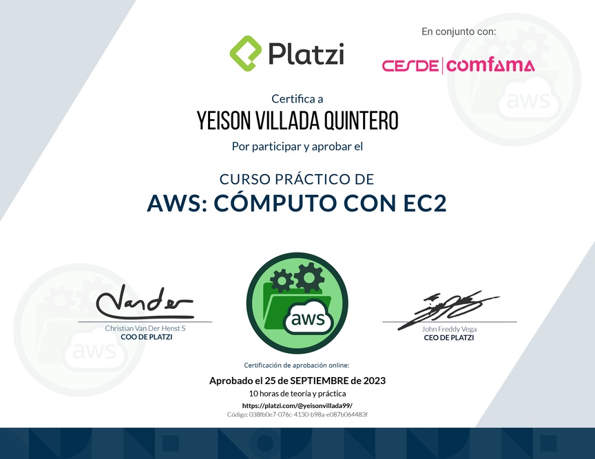 Diploma del Curso Práctico de AWS: Cómputo con EC2