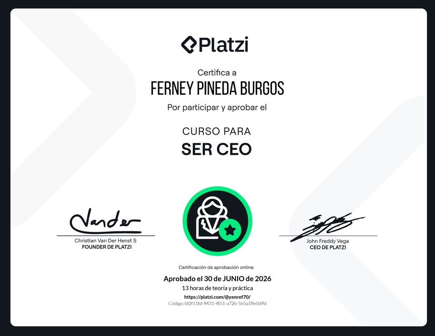Diploma del Curso para ser CEO