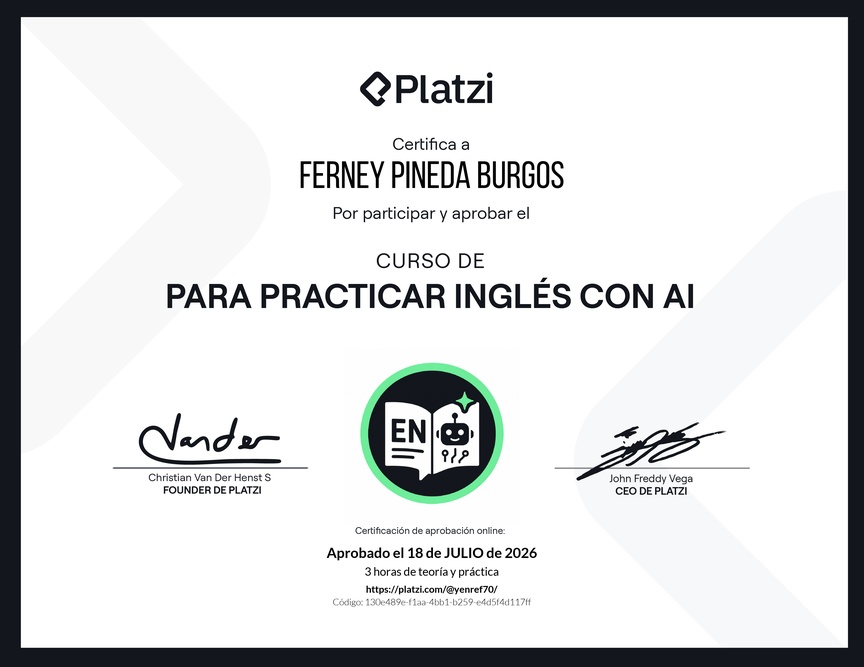 Diploma del Curso para Practicar Inglés con AI