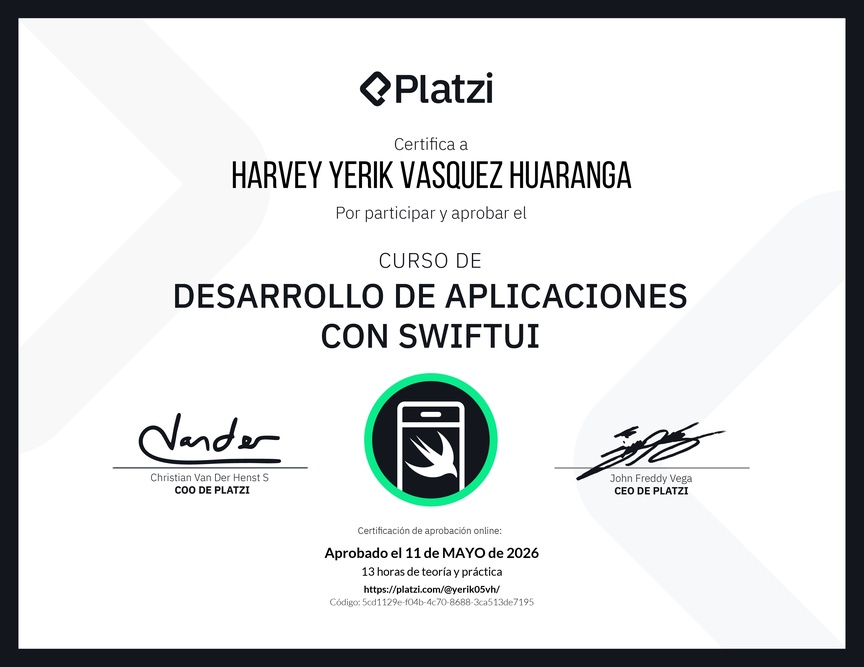 Diploma del Curso de Desarrollo de Aplicaciones con SwiftUI