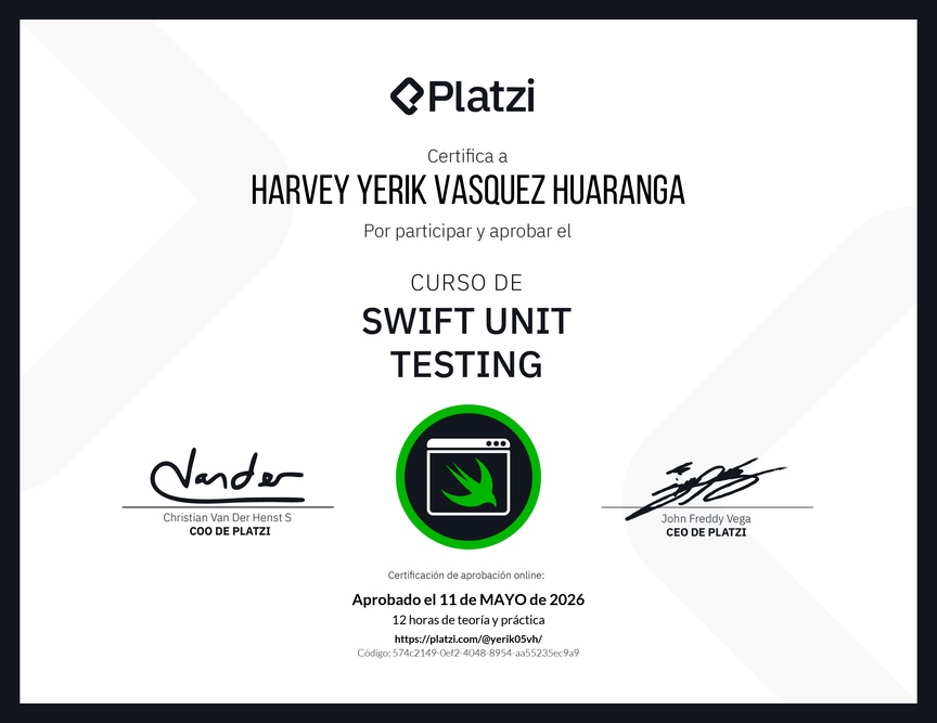 Diploma del Curso de Swift Unit Testing